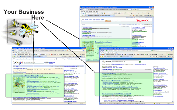 Local Busienss results on Google YahoO! MSN